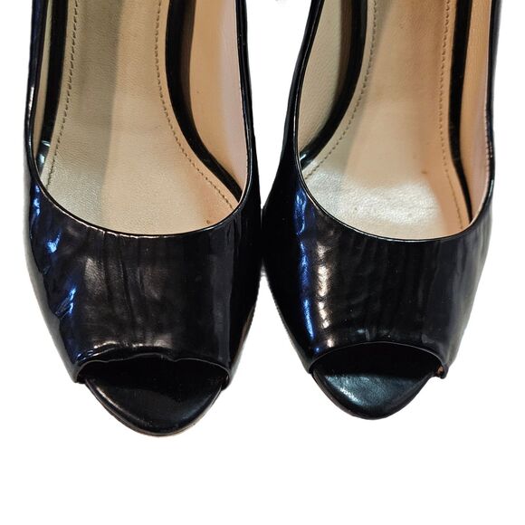Prada Black Patent Leather Peep Toe 3" Lucite Block Heels, EU Size 37 or US 6.5 - Picture 6 of 12
